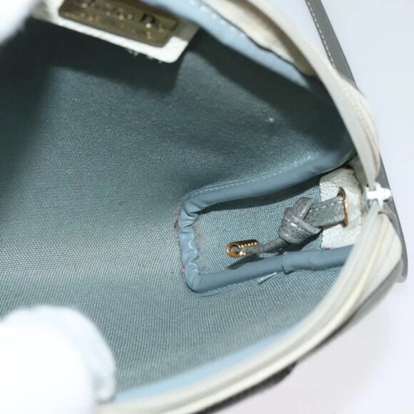 Christian Dior Honeycomb Canvas Shoulder Bag PVC White Gold Auth 141006 - Picture 13 of 16